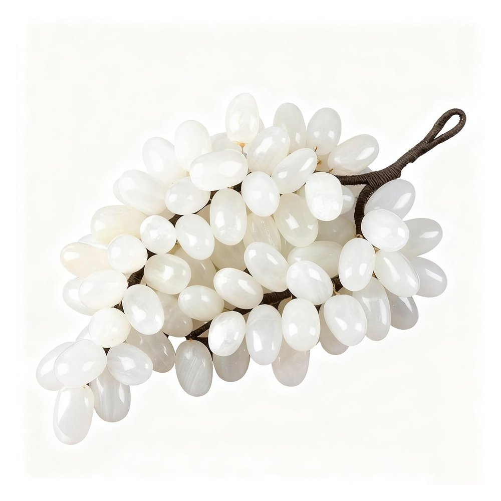 Handcrafted Onyx Grapes Bunch, Luxury Home Decor & Wedding Centerpiece, Artisan Gift for Harvest Celebrations, Natural Stone Display(White,Large)