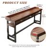 Quvex 2-Tier Narrow Bar Table with Raised Edge & Bottom Shelf, Farmhouse Long Bar Table, Rectangle Counter Height Pub Tables, for Home Office, Coffee Shop, Small Space -Tables Only view 2