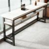 Quvex 2-Tier Narrow Bar Table with Solid Wood Top, Farmhouse Long Bar Table, Industrial Rectangle Counter Height Pub Tables, for Office, Kitchen, Coffee Shop, Small Space -Tables Only view 1