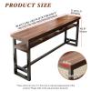 Quvex 2-Tier Narrow Bar Table with Solid Wood Top, Farmhouse Long Bar Table, Industrial Rectangle Counter Height Pub Tables, for Office, Kitchen, Coffee Shop, Small Space -Tables Only view 2
