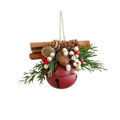 3pcs Christmas Bell Antlers Bow Pinecone Bell Mixed Pendant Christmas Tree Showcase Car Hanging Decoration(Wine red)