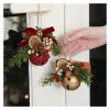 3pcs Christmas Bell Antlers Bow Pinecone Bell Mixed Pendant Christmas Tree Showcase Car Hanging Decoration(Wine red) view 2