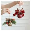 3pcs Christmas Bell Antlers Bow Pinecone Bell Mixed Pendant Christmas Tree Showcase Car Hanging Decoration(Wine red) view 3