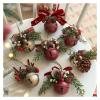 3pcs Christmas Bell Antlers Bow Pinecone Bell Mixed Pendant Christmas Tree Showcase Car Hanging Decoration(Wine red) view 4