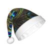 JBYJBX Fresh Peacock Print Christmas Hat Party Xmas Holiday Festive Adult Unisex Santa Cap Themed Decoration view 2