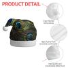JBYJBX Fresh Peacock Print Christmas Hat Party Xmas Holiday Festive Adult Unisex Santa Cap Themed Decoration view 4