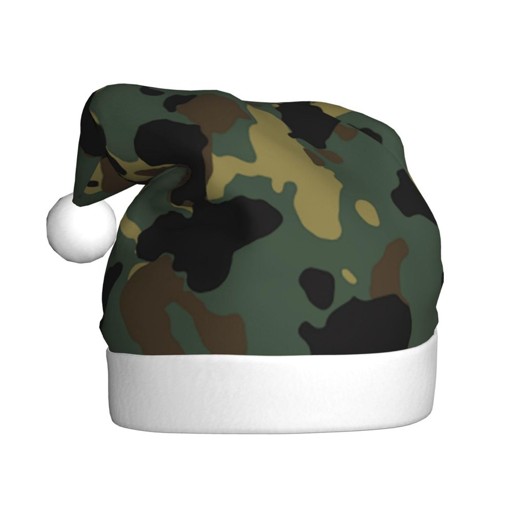 JBYJBX Camouflage Pattern Print Christmas Hat Party Xmas Holiday Festive Adult Unisex Santa Cap Themed Decoration