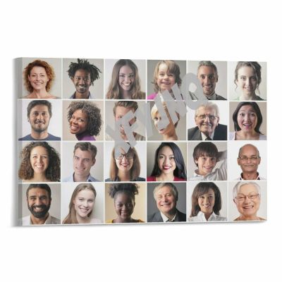 Multiple People Closeup of Smile with White Teeth Poster Dental Hospital (1) Canvas Painting for Living Room Bedroom Decor 24x16inch(60x40cm) Frame-style