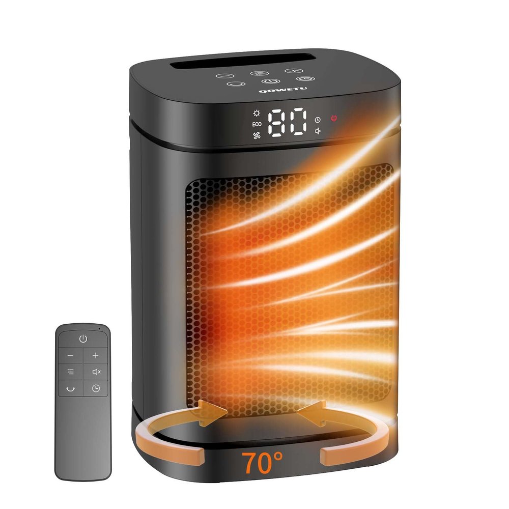 Portable 1500W Space Heaters for Indoor Use with 70 Oscillation, Remote
