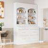 VRAXO Modern 83.7inch High Kitchen Pantry, Freestanding Tall Kitchen Hutch with Faux Marble Top,Cupboard Cabinet with 5 Storage Drawers and Adjustable Shelf, Set of 2, White view 1