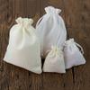 Milky White Drawstring Burlap Bag - Jute DIY Wedding Bag (10x15cm-3.9x5.9in) view 3