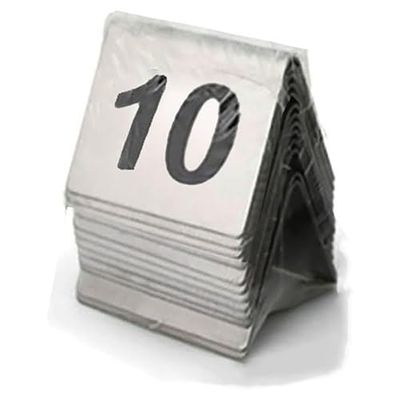 Double-sides Stainless Steel Table Sign Card Number Card Wedding Restaurant Cafe Bar Place Desk Holder(1 to 10)