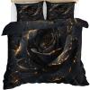 GKPLY Rose Comforter Cover, Gold Rose Duvet Cover Set, Black Flower Bedding & Home Decor, Zipper & Ties, Reversible Print Comforter Set & 2 Pillow Cases, California King view 1