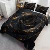 GKPLY Rose Comforter Cover, Gold Rose Duvet Cover Set, Black Flower Bedding & Home Decor, Zipper & Ties, Reversible Print Comforter Set & 2 Pillow Cases, California King view 2
