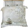 GKPLY Zen Comforter Set, Stone Floral Duvet Cover King, Meditation Spa Bedding with 2 Pillowcases, Duvet Cover with Zipper, 3 Pieces, Reversible Bedding Set view 1