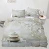 GKPLY Zen Comforter Set, Stone Floral Duvet Cover King, Meditation Spa Bedding with 2 Pillowcases, Duvet Cover with Zipper, 3 Pieces, Reversible Bedding Set view 2