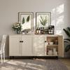 FENLINJOY Set of 2 Storage Cabinet with Doors, Modern White Accent Cabinet, Free Standing Cabinet, Wooden Buffet Sideboards for Kitchen,Home OfficeBeige view 3