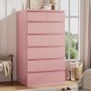 Pink Tall 7 Drawer Dresser for Bedroom, Modern Wood Closet Dressers & Chests of Drawers with Jewelry Storage, 23.6" L*15.8" W*47.5" H in Large Vertical Dresser for Bedroom, Living Room, Nursery view 1