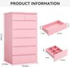 Pink Tall 7 Drawer Dresser for Bedroom, Modern Wood Closet Dressers & Chests of Drawers with Jewelry Storage, 23.6" L*15.8" W*47.5" H in Large Vertical Dresser for Bedroom, Living Room, Nursery view 2