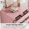 Pink Tall 7 Drawer Dresser for Bedroom, Modern Wood Closet Dressers & Chests of Drawers with Jewelry Storage, 23.6" L*15.8" W*47.5" H in Large Vertical Dresser for Bedroom, Living Room, Nursery view 4