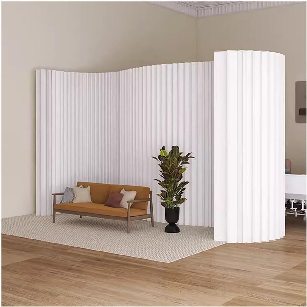 JevLoN Paper Room Divider Retractable Partition Wall Folding Privacy Screen Portable Accordion Paper Wall Separators for Living Room, Office, Store, Event Exhibition(White,200X500CM/78.7x196.8in)