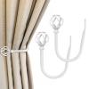 2 Pack Curtain Holdbacks, USFOOK Decorative Window Drapery Tiebacks (2 Pack/1 Pair), Curtain Tie Back Hooks for Wall with White Twisted Cage Finials (3.45" L x 5.35" W) view 1