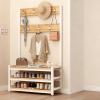 DYUNCZ Shoe Rack with Coat Rack, Hall Tree with Bench and Shoe Storage, Entryway Hall Tree with Shoe Bench & Double-row Hooks, Industrial Entryway Furniture(Yellow,100x30x170cm) view 1