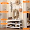 DYUNCZ Shoe Rack with Coat Rack, Hall Tree with Bench and Shoe Storage, Entryway Hall Tree with Shoe Bench & Double-row Hooks, Industrial Entryway Furniture(Yellow,100x30x170cm) view 3