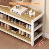 DYUNCZ Shoe Rack with Coat Rack, Hall Tree with Bench and Shoe Storage, Entryway Hall Tree with Shoe Bench & Double-row Hooks, Industrial Entryway Furniture(Yellow,100x30x170cm) view 4