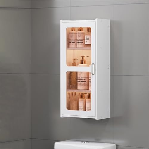 Wall-Mounted Bathroom Storage Cabinet, Over-The-Toilet Organizer with Doors, Versatile Hanging Cabinet for Bathroom, Kitchen, Living Room, Office - White A