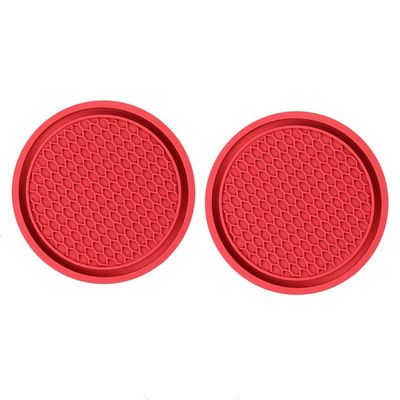 2 PCS Car Cup Holder Coaster for Jaguar I-PACE 2018-2020, Rubber Universal Non Slip Spill Waterproof Embedded in Ornaments Interior Accessories,E/Red