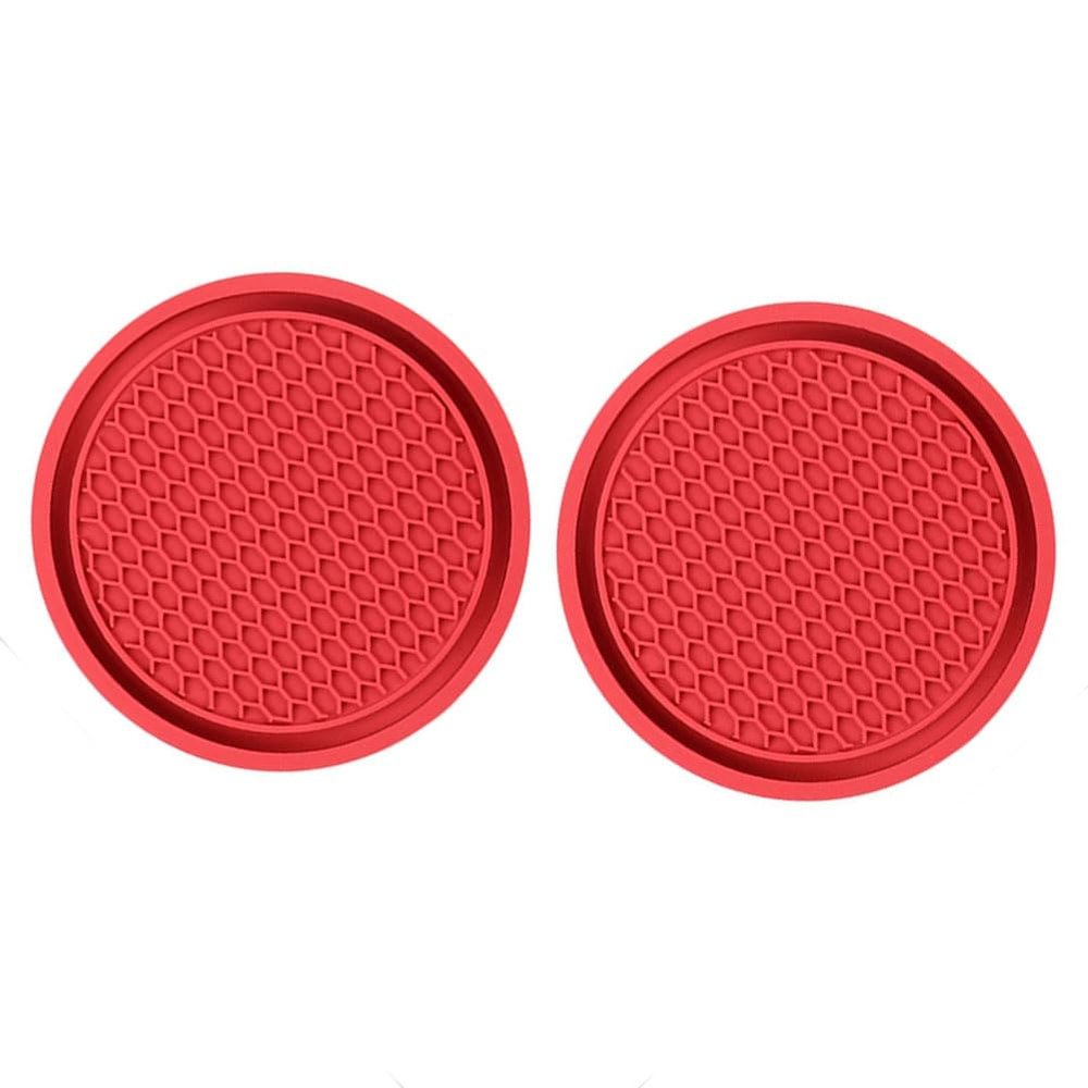 2 PCS Car Cup Holder Coaster for Jaguar I-PACE 2018-2020, Rubber Universal Non Slip Spill Waterproof Embedded in Ornaments Interior Accessories,E/Red