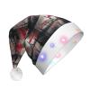 ABYchdd Eiffel Tower With Red Umbrella Print Adult Glowing Led Christmas Hat, Polyester 3-Mode Light Led Hat For Holiday Gatherings view 1
