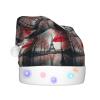 ABYchdd Eiffel Tower With Red Umbrella Print Adult Glowing Led Christmas Hat, Polyester 3-Mode Light Led Hat For Holiday Gatherings view 2
