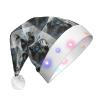 ABYchdd Blue Eyes Wolf Print Adult Glowing Led Christmas Hat, Polyester 3-Mode Light Led Hat For Holiday Gatherings view 1