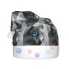 ABYchdd Blue Eyes Wolf Print Adult Glowing Led Christmas Hat, Polyester 3-Mode Light Led Hat For Holiday Gatherings view 2