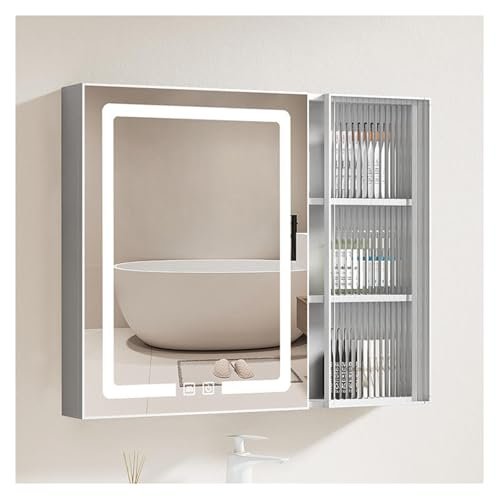 LED Bathroom Mirror Cabinet - Smart Vanity Storage, Wall Mounted, 27.6" x 25.6" Large Mirrored Organizer for Bathroom, Stylish & Functional Bathroom Cabinet.