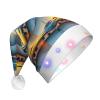 ABYchdd Aircraft Plane At Sunsets Print Adult Glowing Led Christmas Hat, Polyester 3-Mode Light Led Hat For Holiday Gatherings view 1