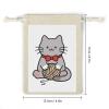 FodPand 8-Pack Cotton Linen Drawstring Bags 6.7 X 4.9 Inches Natural Small Storage Bag, Reusable Gray Cartoon Cat Gift Pouch for Storage, Travel, Jewelry & Organizing view 2