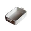 Roast Simple Rectangular Plate Vintage Rough Ceramic Double Ear Baking Kiln Glaze Oven Microwave Pasta(White) view 1