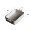 Roast Simple Rectangular Plate Vintage Rough Ceramic Double Ear Baking Kiln Glaze Oven Microwave Pasta(White) view 2