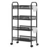 NEREIDS NET Fruit Vegetable Storage Cart for Kitchen,5-Tier Vegetable Stand Rack with 360 Degree Wheels, Fruit Vegetables Produce Basket Storage Organizer for Kitchen, Pantry, Bathroom Black 4-Layers view 1