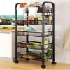 NEREIDS NET Fruit Vegetable Storage Cart for Kitchen,5-Tier Vegetable Stand Rack with 360 Degree Wheels, Fruit Vegetables Produce Basket Storage Organizer for Kitchen, Pantry, Bathroom Black 4-Layers view 3