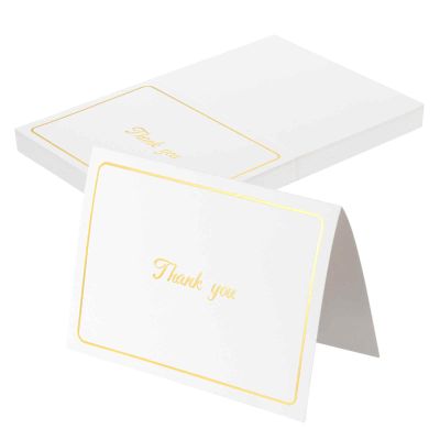 MECCANIXITY 40pcs "Thank You" Place Cards, Line Border Foldable Blank Fillable Cardstock Greeting Cards for Table Setting