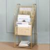 Floor Office Home Magazine Rack, Magazine Holder Large Metal, Newspaper Vinyl Records Comicbooks Picture Book Large Capacity Storage Organizer(Gold) view 3