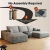 107.5" Cloud Modular U-Shaped Boneless Couches Sectional Sofa for Living Room Apartment, Deep Seat Comfy Couch with Chaise and Ottoman, No Assembly Required (Gray, Right Facing Chaise) view 3