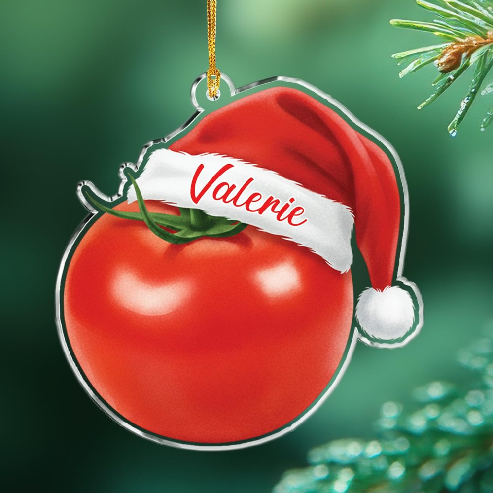 Tomato 2D Shape Ornament for Christmas 2026, Personalized Name Tomato Lover Ornament Keepsake, Custom Fruit Christmas Ornaments for Boyfriend Girlfriend, Customized Fruits Xmas Decoration Gift
