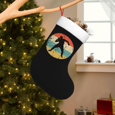 AHUNARLOP Shot Put Christmas Stockings, Xmas Stockings, 18" Large Xmas Stocking, Christmas Party Fireplace Family Hanging Stocking Decorations(White and Black)