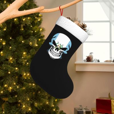 BYOBLU Guatemalan Flag Skull Guatemala Christmas Stockings, Xmas Stockings, 18" Large Xmas Stocking, Christmas Party Fireplace Family Hanging Stocking Decorations(White and Black)