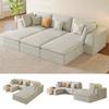 109" Modular Sectional Sofa with Deep Seat, Oversized Cloud Couch for Living Room with 3 Ottomans, Boneless Memory Foam Teddy Fleece Sofa, No Tools Assembly Required (Beige,3 Ottomans) view 1